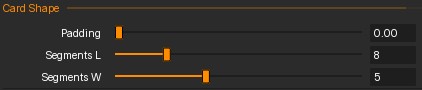 Card Shape controls for padding and segment counts.